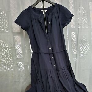 Women's Button-Front Maxi Dress in Navy